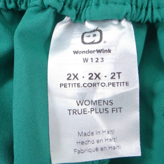 NWT WonderWink Women 2X Petite Hunter Green Cargo Scrub Pants1