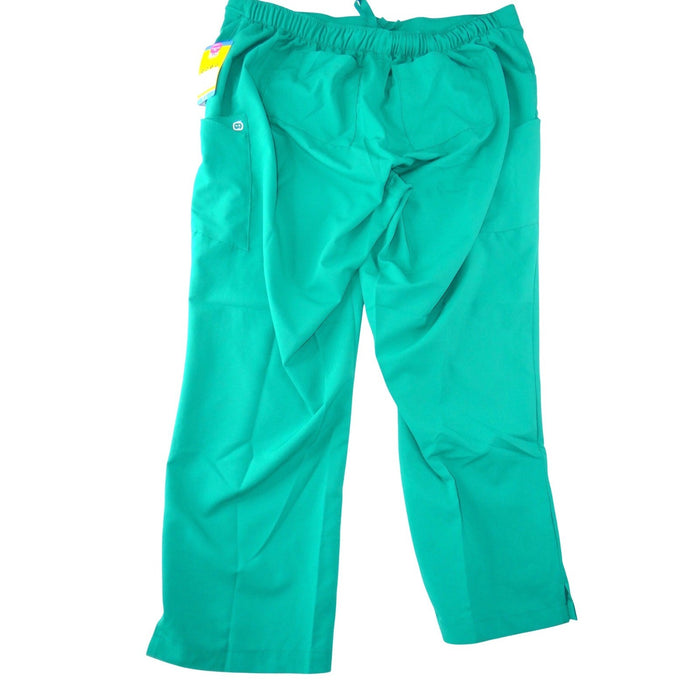 NWT WonderWink Women 2X Petite Hunter Green Cargo Scrub Pants4