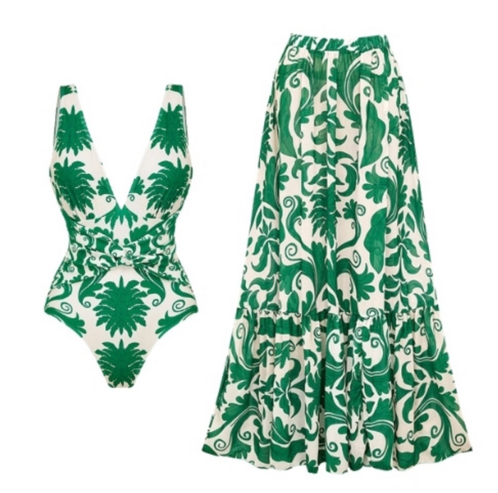 Oasis V- Neck Swimsuit Set - Green