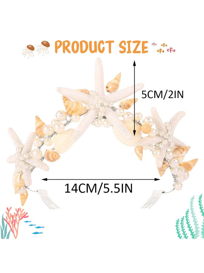 Ocean Style Pearl Shell Starfish Crown