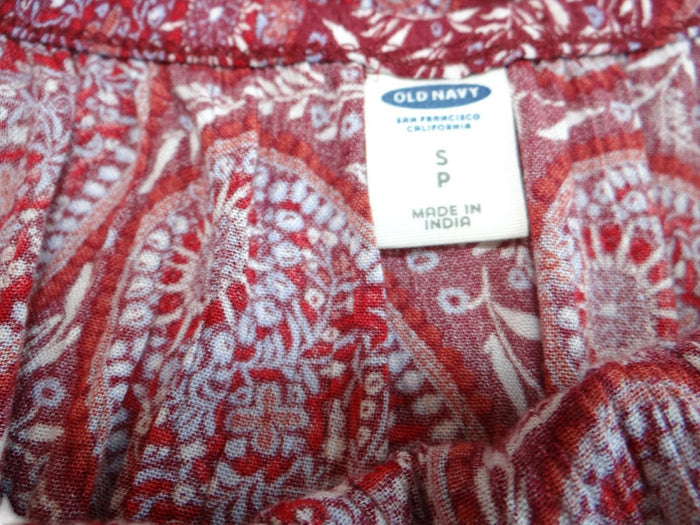 Old Navy Red Paisley Print Off Shoulder Jumpsuit   Size S3