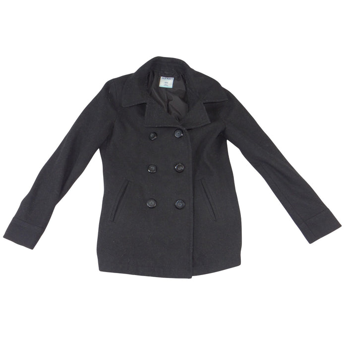 Old Navy Womens Black Wool Blend Double Breasted Pea Coat Jacket Small0