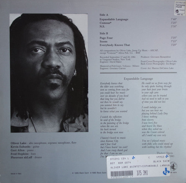 Oliver Lake Quintet - Expandable Language (LP) [Italy] 1st (Near Mint (NM or M-))