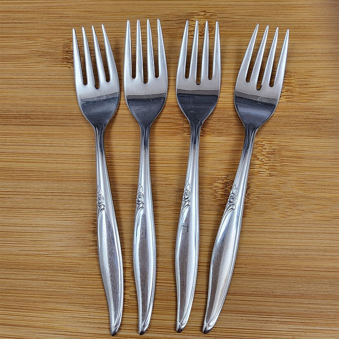 Oneida Kenwood Forever Rose Salad Fork Set of 4 Community Stainless Flatware 6"