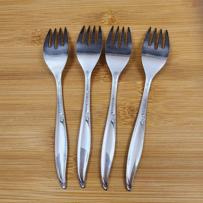 Oneida Kenwood Forever Rose Salad Fork Set of 4 Community Stainless Flatware 6"
