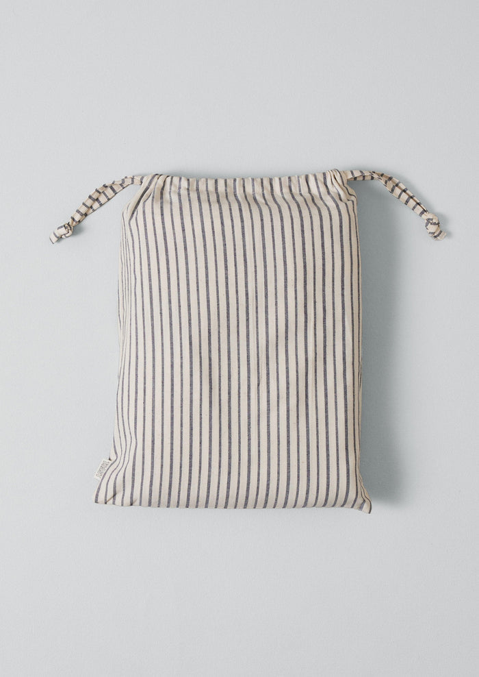 Organic Cotton Pyjama Stripe Flat Sheet | Navy/Ecru