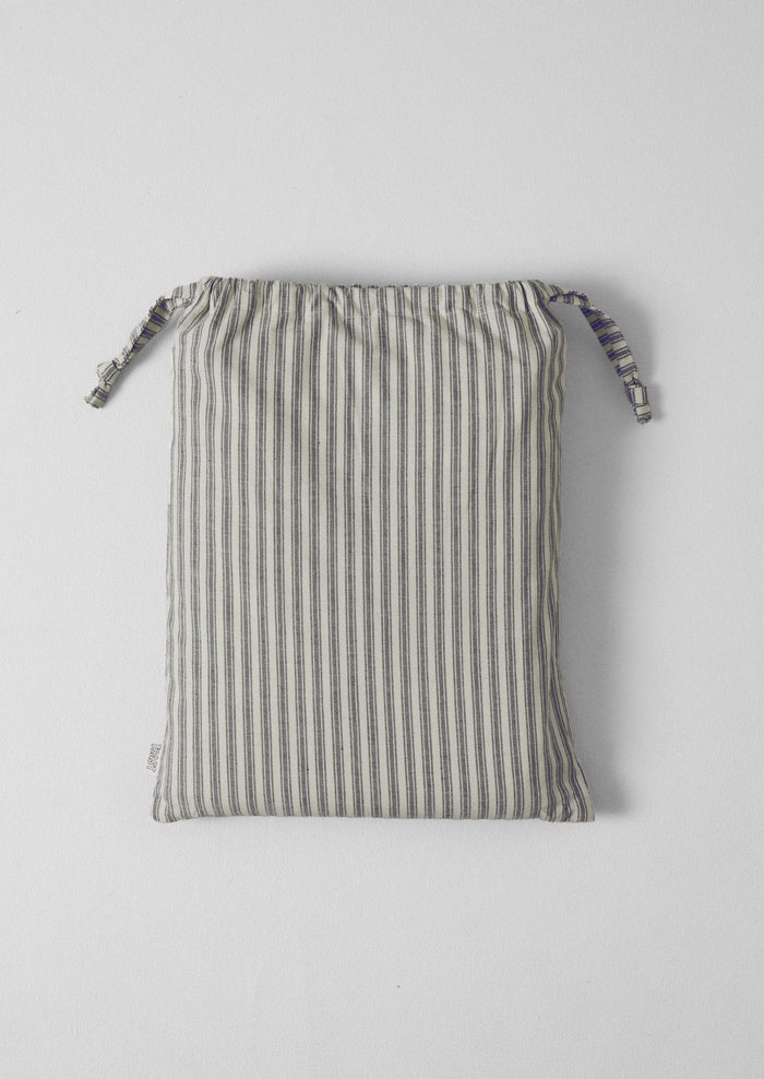 Organic Cotton Ticking Stripe Flat Sheet | Ecru/Graphite