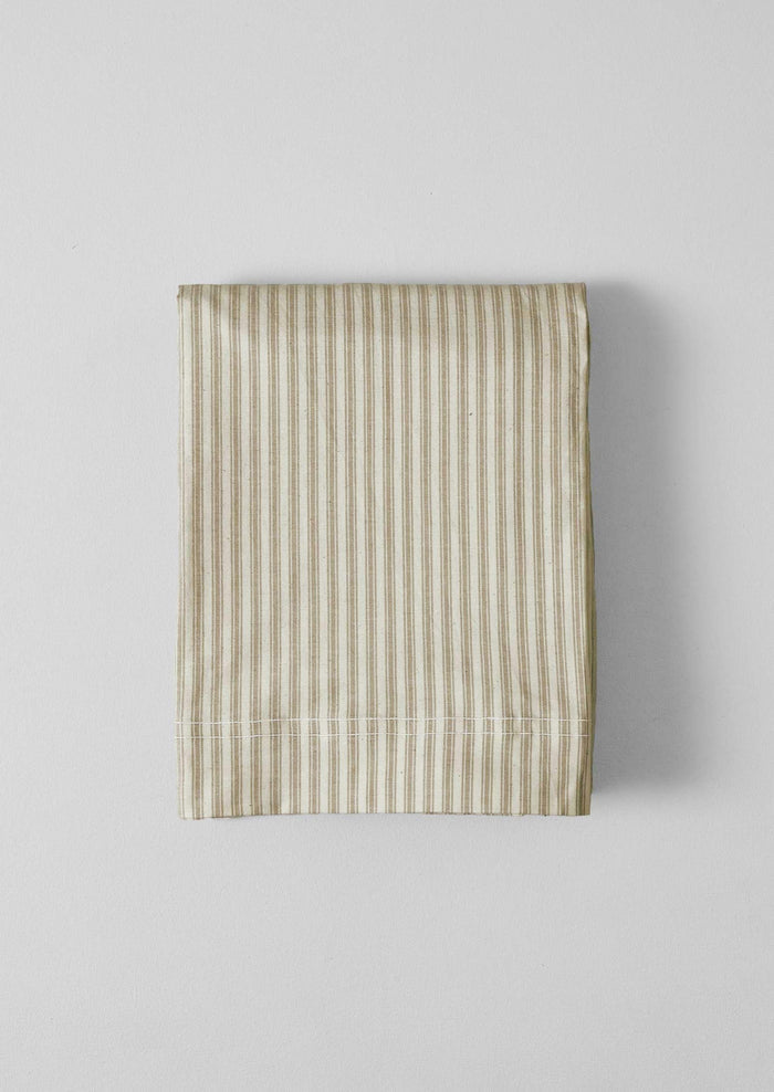 Organic Cotton Ticking Stripe Flat Sheet | Ecru/Straw