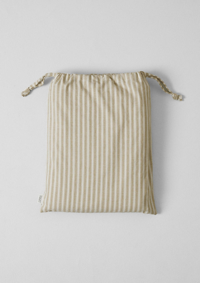 Organic Cotton Ticking Stripe Flat Sheet | Ecru/Straw