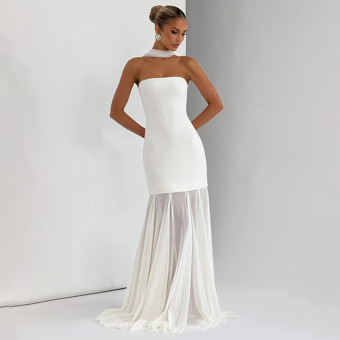 Orya Dress With Stole - White