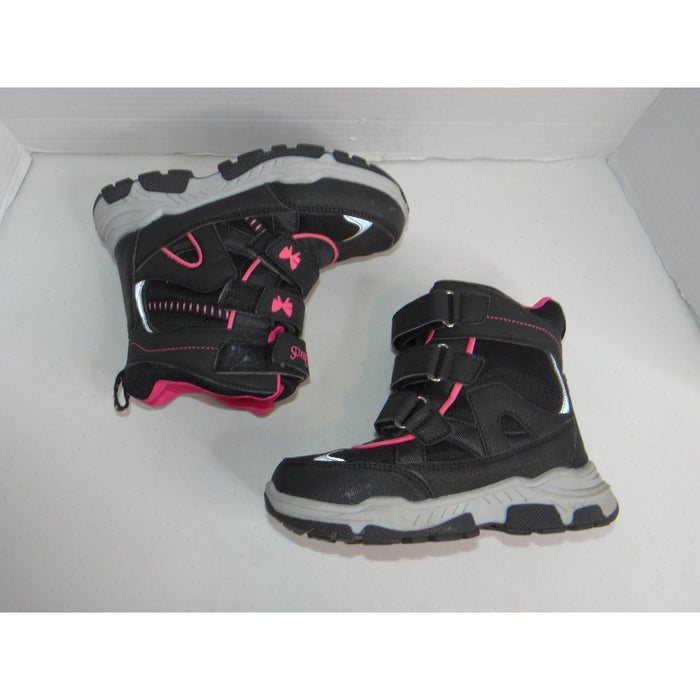 Ovekos Girls Black Pink Triple Strap Reflective Winter Snow Boots Size 311