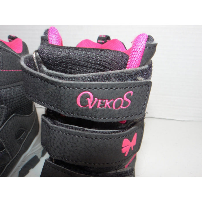 Ovekos Girls Black Pink Triple Strap Reflective Winter Snow Boots Size 313