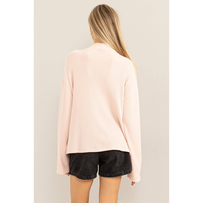 Oversized High Neck Top With Side Slit