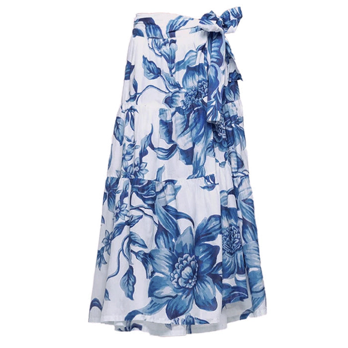 Pacific Bikini Wrap Skirt Set  - Blue