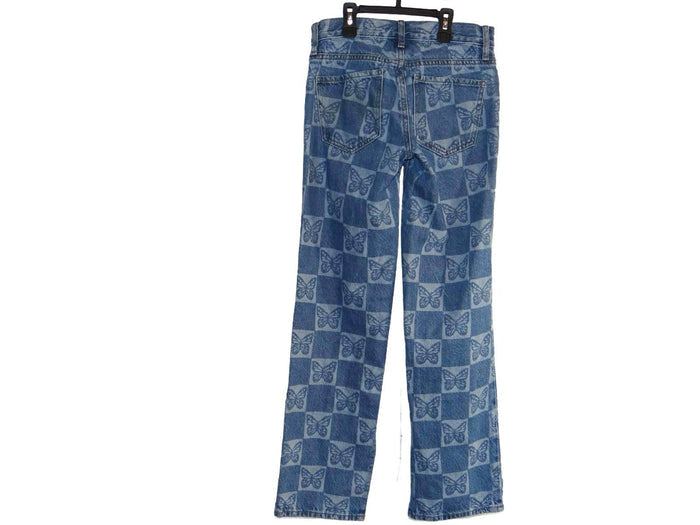 Pacsun Low Rise Straight Leg Jeans with Butterfly Print   Girls   Size 230