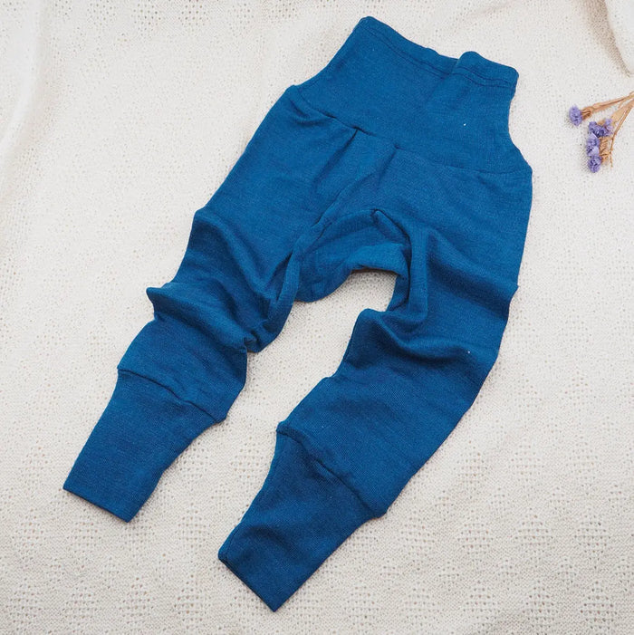 Pantalon bébé en laine et soie Cosilana - Bleu marine - Lilinappy