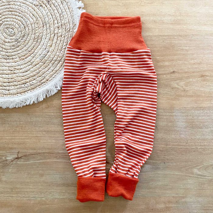 Pantalon bébé en laine et soie Cosilana - Rayé orange
