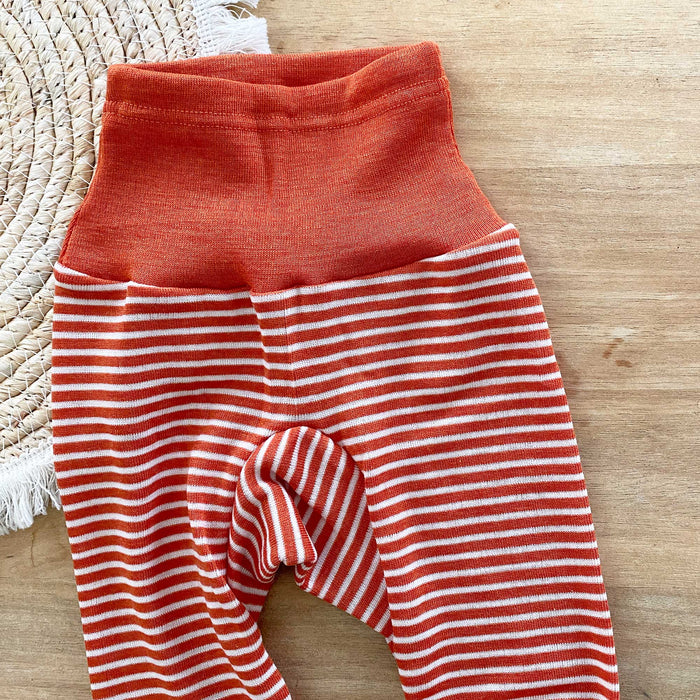 Pantalon bébé en laine et soie Cosilana - Rayé orange