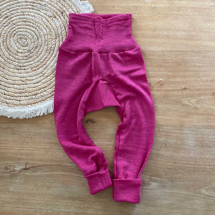 Pantalon bébé en laine et soie Cosilana - Rose fuchsia