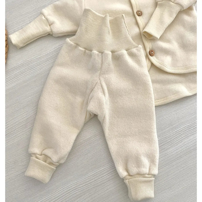 Pantalon en polaire de laine et coton bio Cosilana Naturel