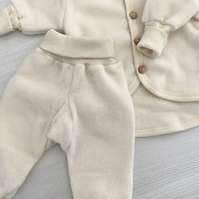 Pantalon en polaire de laine et coton bio Cosilana Naturel