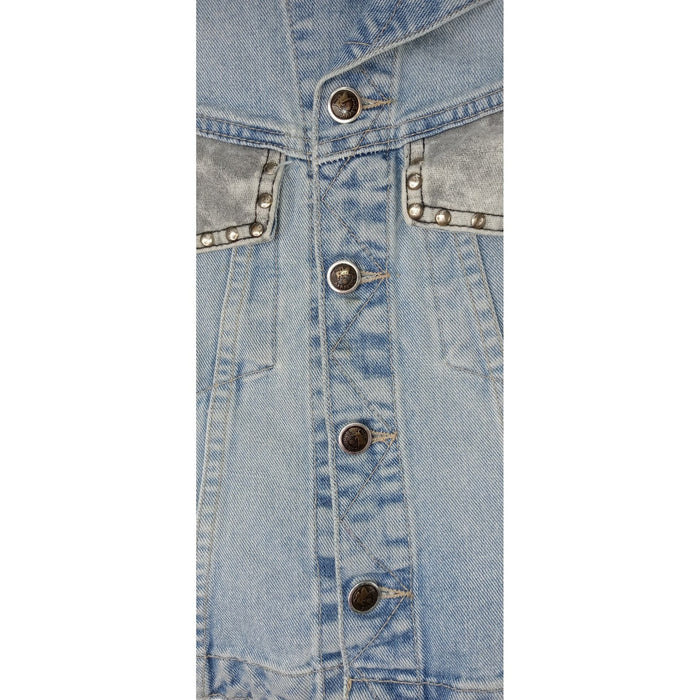 PARASUCO Womens M/M Blue Denim Eagle Patch Sleeveless Vest Jacket1