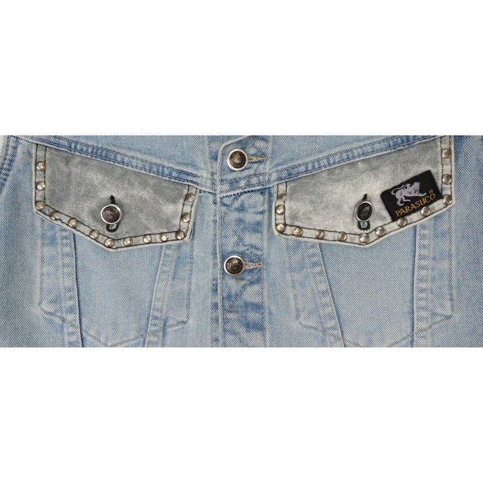 PARASUCO Womens M/M Blue Denim Eagle Patch Sleeveless Vest Jacket2