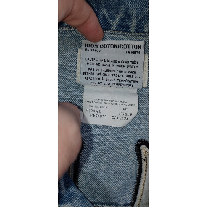 PARASUCO Womens M/M Blue Denim Eagle Patch Sleeveless Vest Jacket4