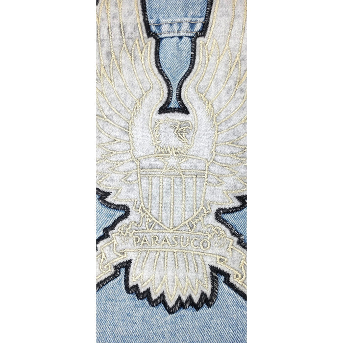 PARASUCO Womens M/M Blue Denim Eagle Patch Sleeveless Vest Jacket7