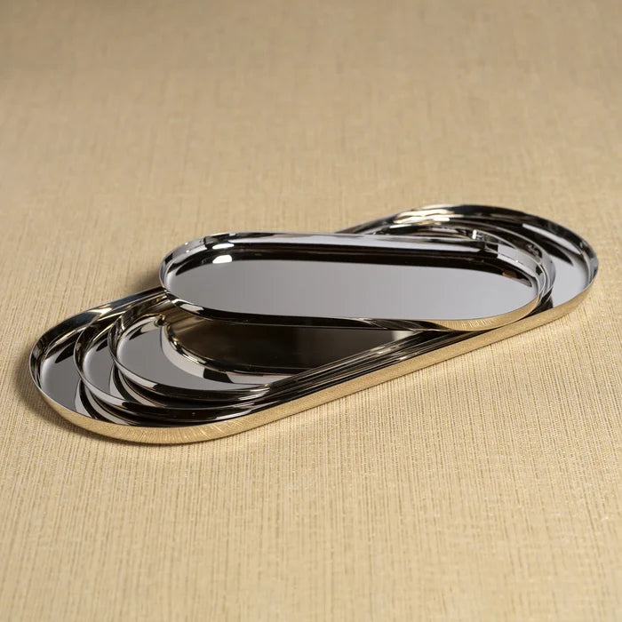 PARK LANE VERSATILE OVAL TRAY POLISHED NICKEL LARGE