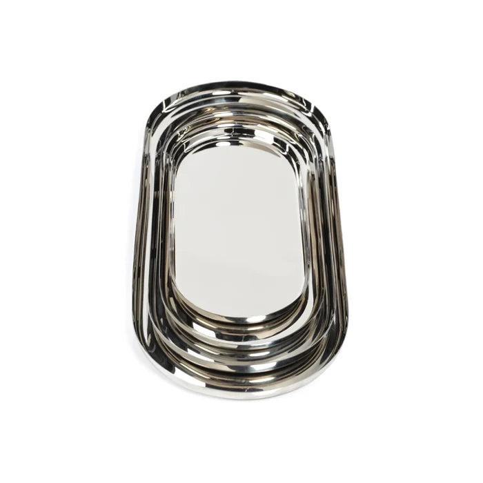 PARK LANE VERSATILE OVAL TRAY POLISHED NICKEL LARGE