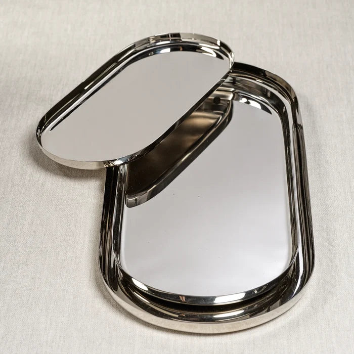PARK LANE VERSATILE OVAL TRAY POLISHED NICKEL MEDIUM