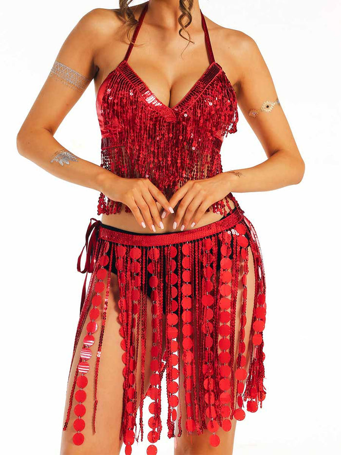 Party-Style Red Sequin Tassel Set