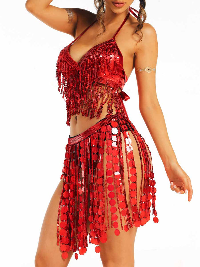 Party-Style Red Sequin Tassel Set