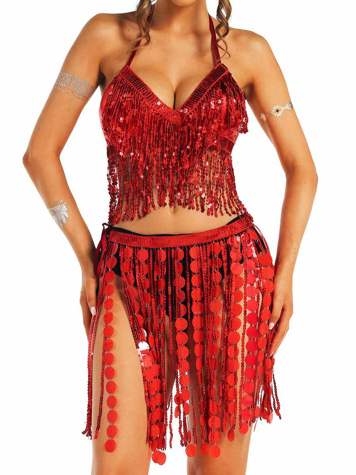 Party-Style Red Sequin Tassel Set