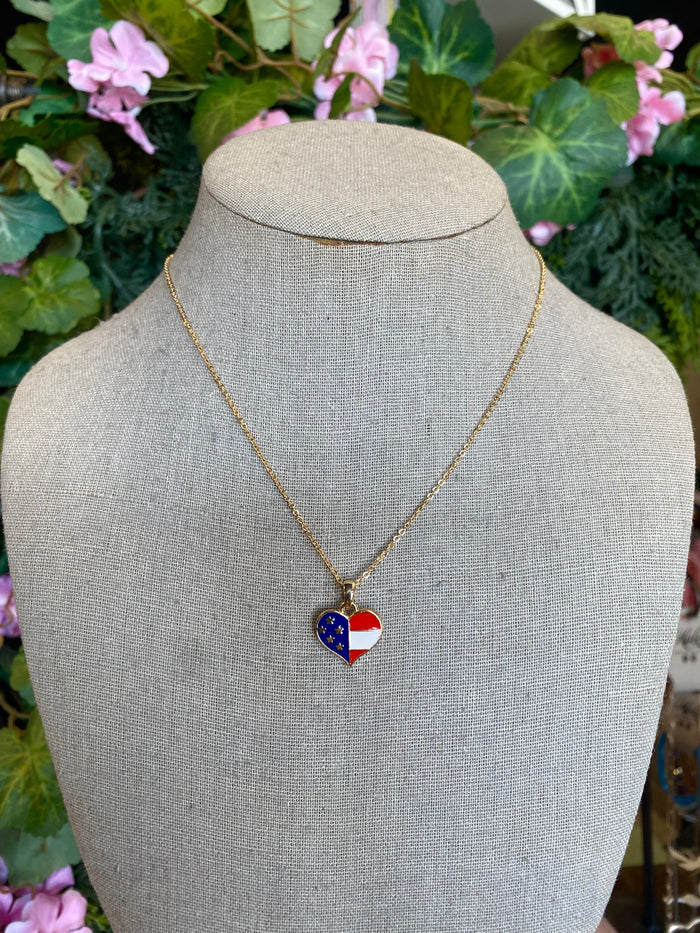 Patriotic Flag Heart Necklace