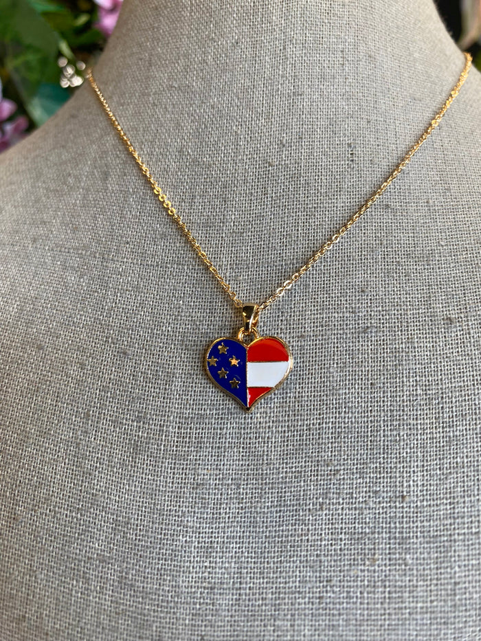 Patriotic Flag Heart Necklace