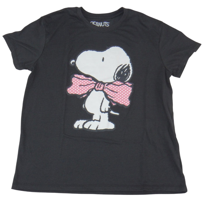 Peanuts Snoopy Bow Womens XL T Shirt Black 50/50 Cotton Polyester0