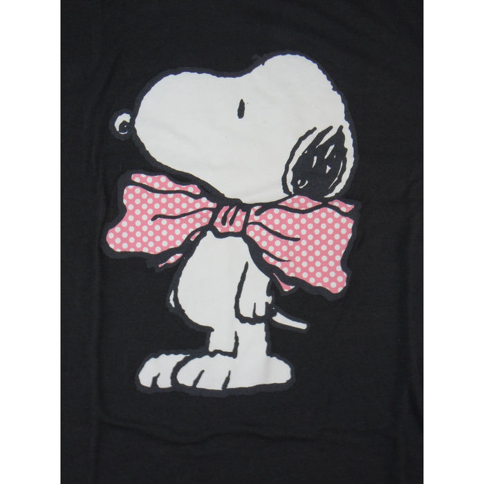 Peanuts Snoopy Bow Womens XL T Shirt Black 50/50 Cotton Polyester1