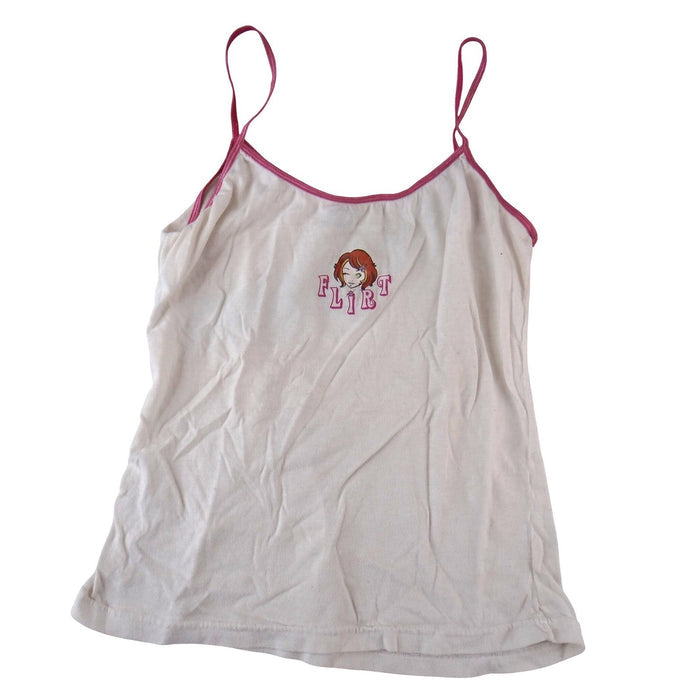 Peeping Tom Flirt Graphic Camisole Tank Top White Pink Y2K Anime Girl Large0