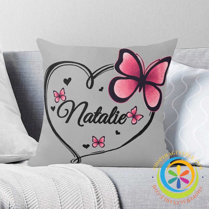 Personalized Butterfly Heart Pillow Cover Pillow Cover