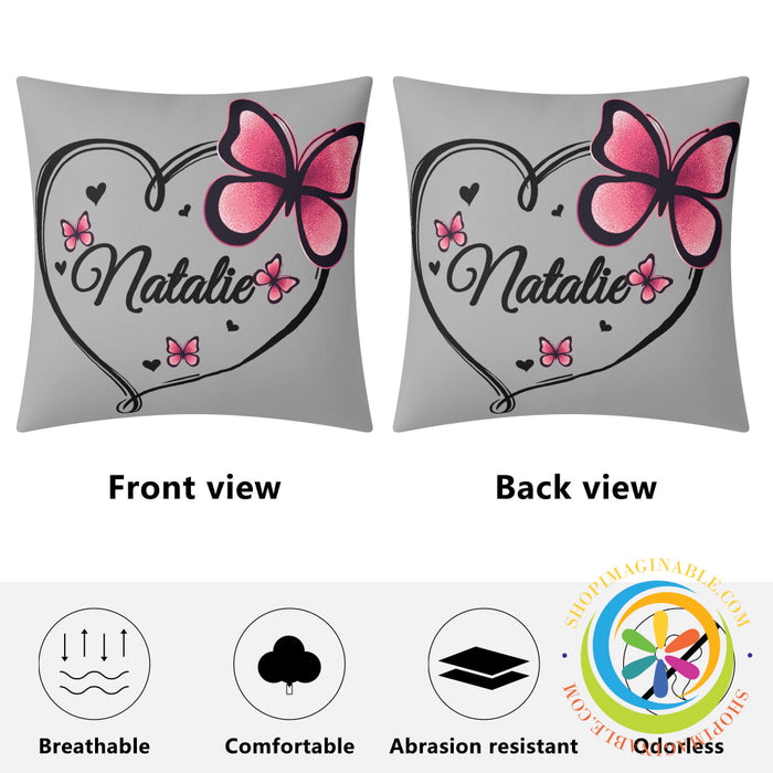 Personalized Butterfly Heart Pillow Cover Pillow Cover