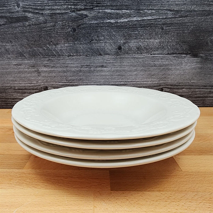 Pfaltzgraff Charlotte Soup Bowls Set of 4 Coupe Cereal White Dinnerware 9" 23cm