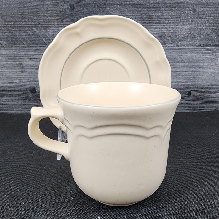 Pfaltzgraff Remembrance 3 Tea Cup Saucer Pink Peach White Flowers Stoneware Mug