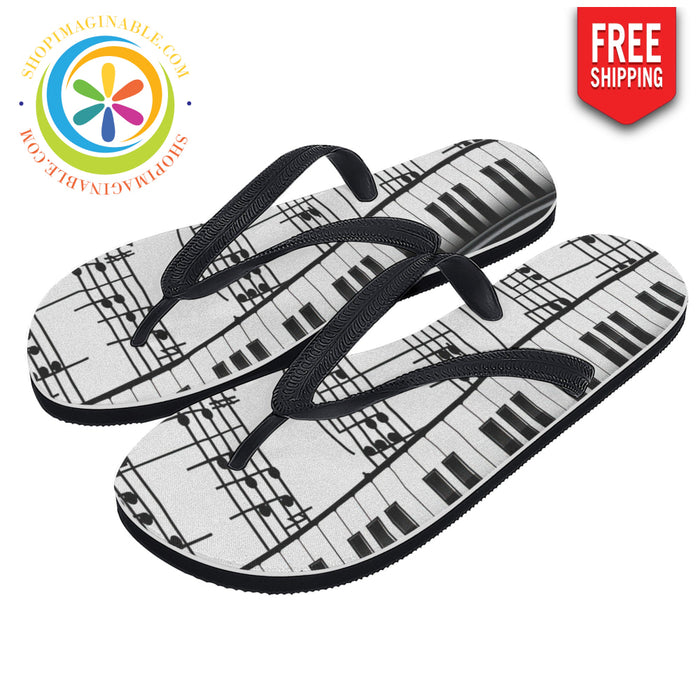 Piano Music Flip-Flops Men's & Ladies-ShopImaginable.com