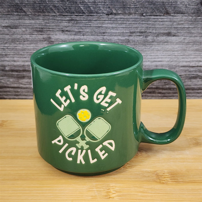 Pickleball Mug Green Ceramic Large Tea Coffee Cup Artisan Fun Blue Sky 17 oz
