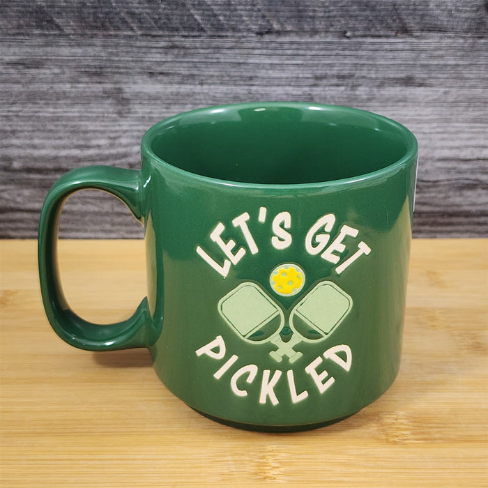 Pickleball Mug Green Ceramic Large Tea Coffee Cup Artisan Fun Blue Sky 17 oz