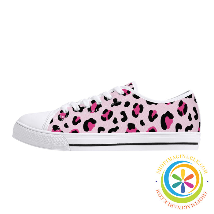 Pink Cheetah Ladies Low Top Canvas Shoes