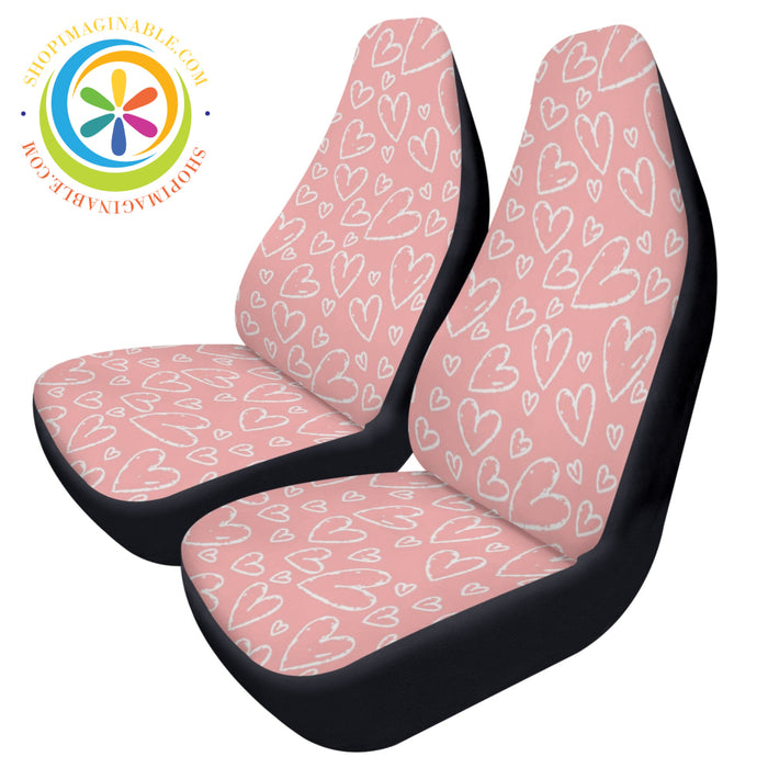 Pink Hearts Cloth Car Seat Covers
