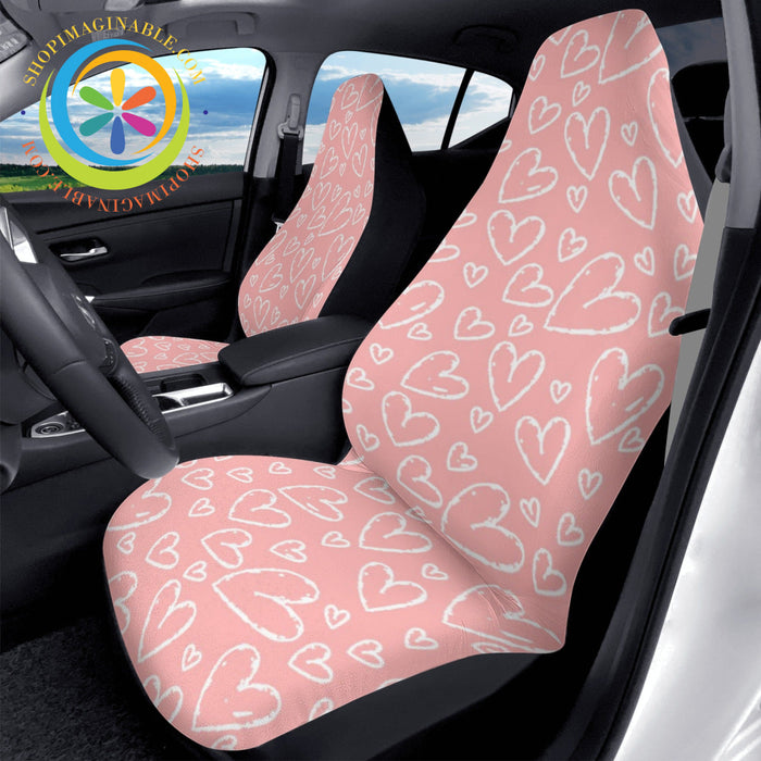 Pink Hearts Cloth Car Seat Covers